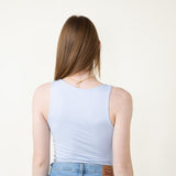 Basic Slim High Neck Stretch Tank Top for Women in Light Blue