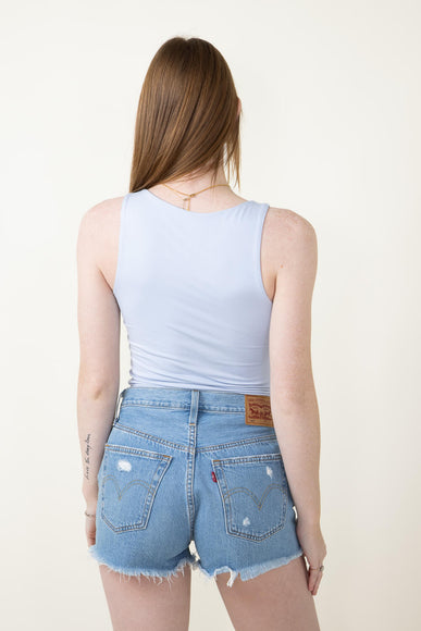 Seamless Double Layer Knit Tank Top for Women in Powder Blue