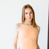 Basic Slim High Neck Stretch Tank Top for Women in Orange