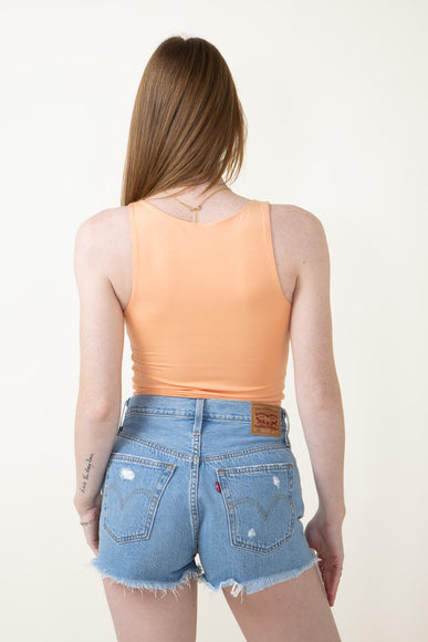 Basic Slim High Neck Stretch Tank Top for Women in Orange