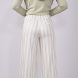 Stripe Drawstring Linen Pants for Women in Natural
