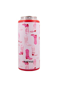 Katydid Slim Can Cooler in Pink Western Boots | KDC-CCL-07_LPK-PINK