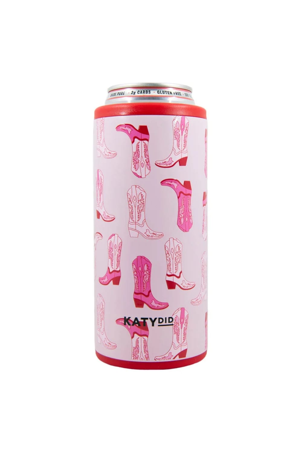 Katydid Slim Can Cooler in Pink Western Boots | KDC-CCL-07_LPK-PINK