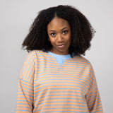 Stripe French Terry Relaxed Fit Sweatshirt for Women in Orange