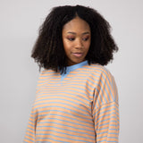 Stripe French Terry Relaxed Fit Sweatshirt for Women in Orange