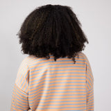 Stripe French Terry Relaxed Fit Sweatshirt for Women in Orange