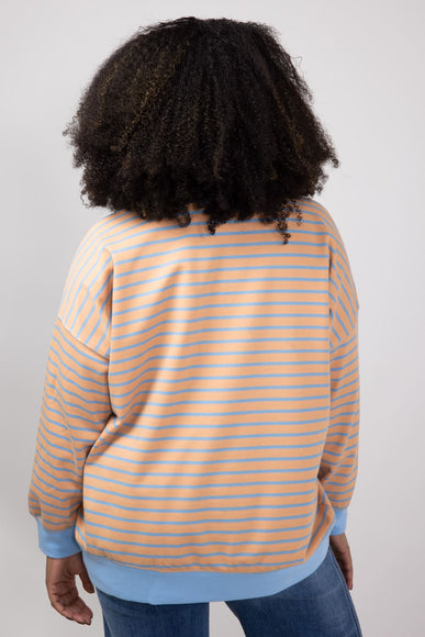 Stripe French Terry Relaxed Fit Sweatshirt for Women in Orange