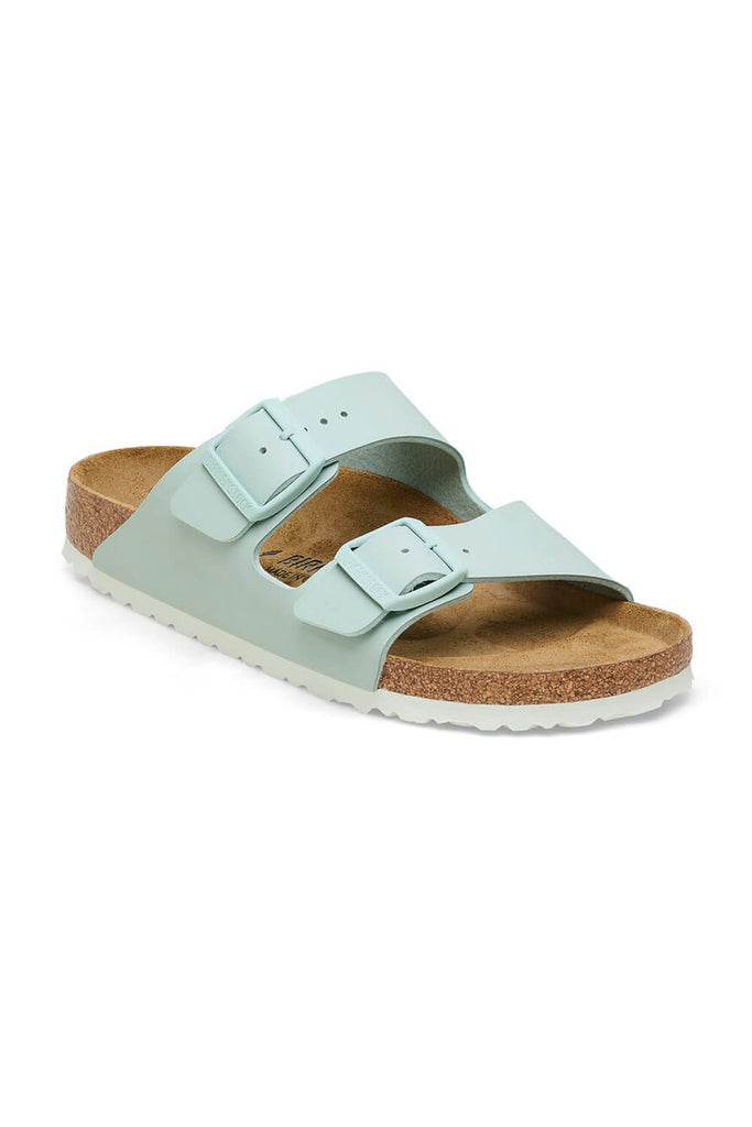 Birkenstock Arizona Soft Foot-Bed Bold Green Suede Two Bar Mules