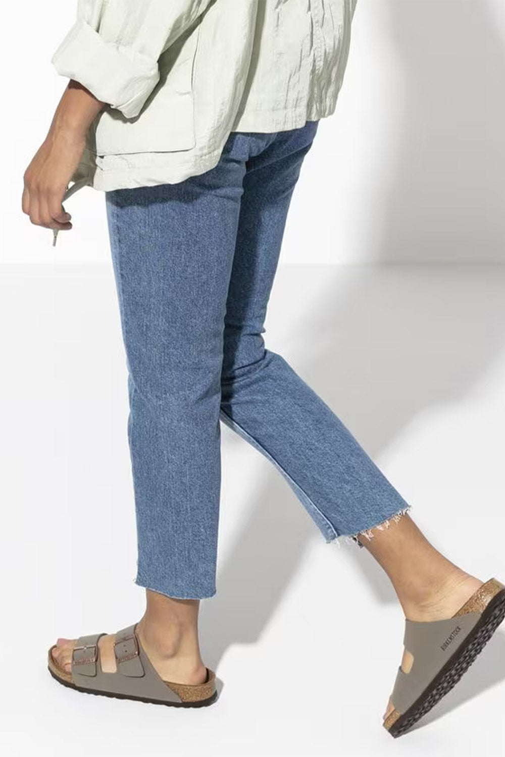 Birkenstock Arizona Birkibuc Sandals for Women in Stone | 151213