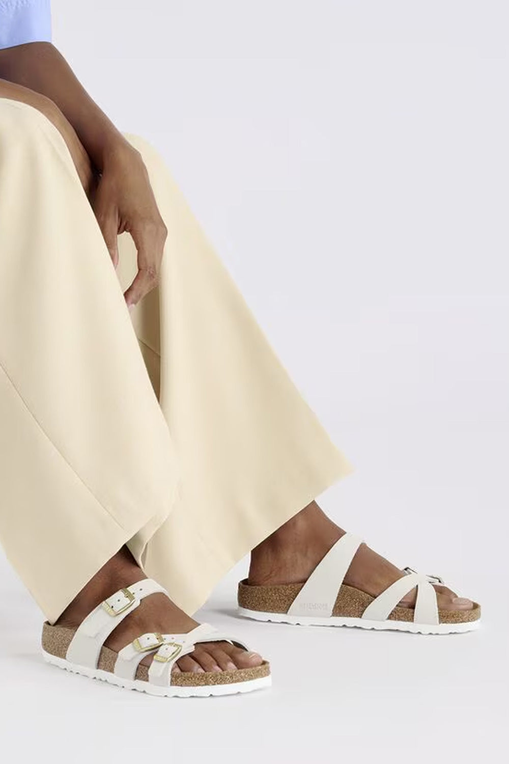 Birkenstock Franca Nubuck Leather Sandals for Women in Antique White