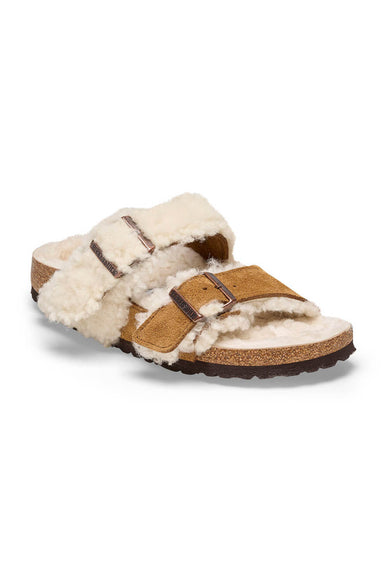 Birkenstock Arizona Teddy Split Leather Shearling Sandals for Women in Mink