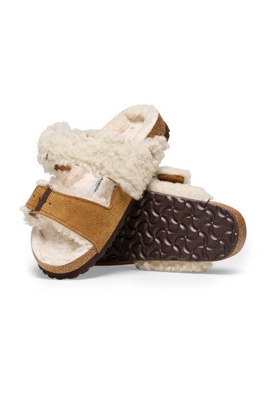 Birkenstock Arizona Teddy Split Leather Shearling Sandals for Women in Mink