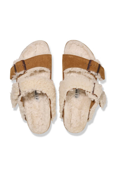 Birkenstock Arizona Teddy Split Leather Shearling Sandals for Women in Mink