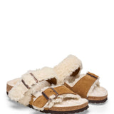 Birkenstock Arizona Teddy Split Leather Shearling Sandals for Women in Mink