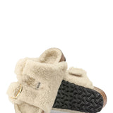 Birkenstock Arizona Big Buckle Shearling Teddy Sandals for Women in Eggshell