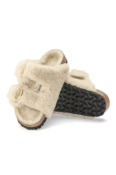 Birkenstock Arizona Big Buckle Shearling Teddy Sandals for Women in Eggshell