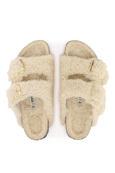 Birkenstock Arizona Big Buckle Shearling Teddy Sandals for Women in Eggshell