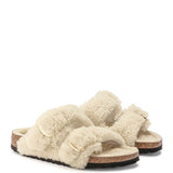 Birkenstock Arizona Big Buckle Shearling Teddy Sandals for Women in Eggshell