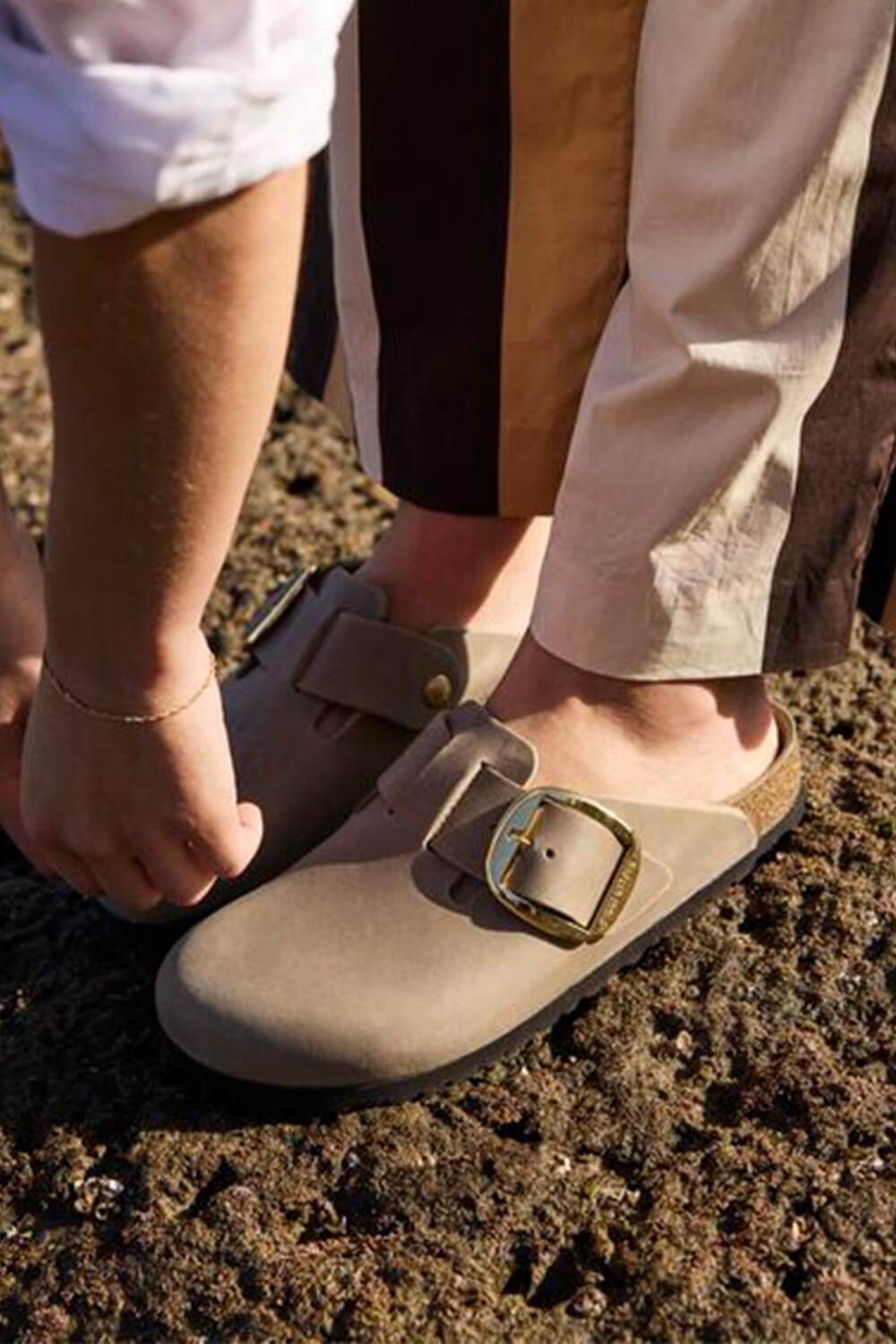 Birkenstock Boston Big Buckle Oiled Leather Clogs for Women in Tobacco Brown