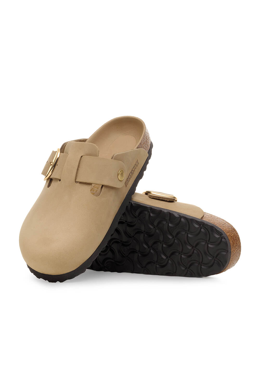 Birkenstock Boston Big Buckle Oiled Leather Clogs for Women in Tobacco Brown