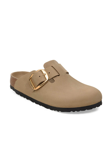 Birkenstock Boston Big Buckle Oiled Leather Clogs for Women in Tobacco Brown