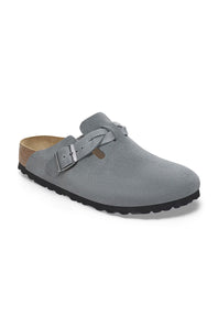 Birkenstock Boston Braided Suede Leather Clogs for Women in Grey