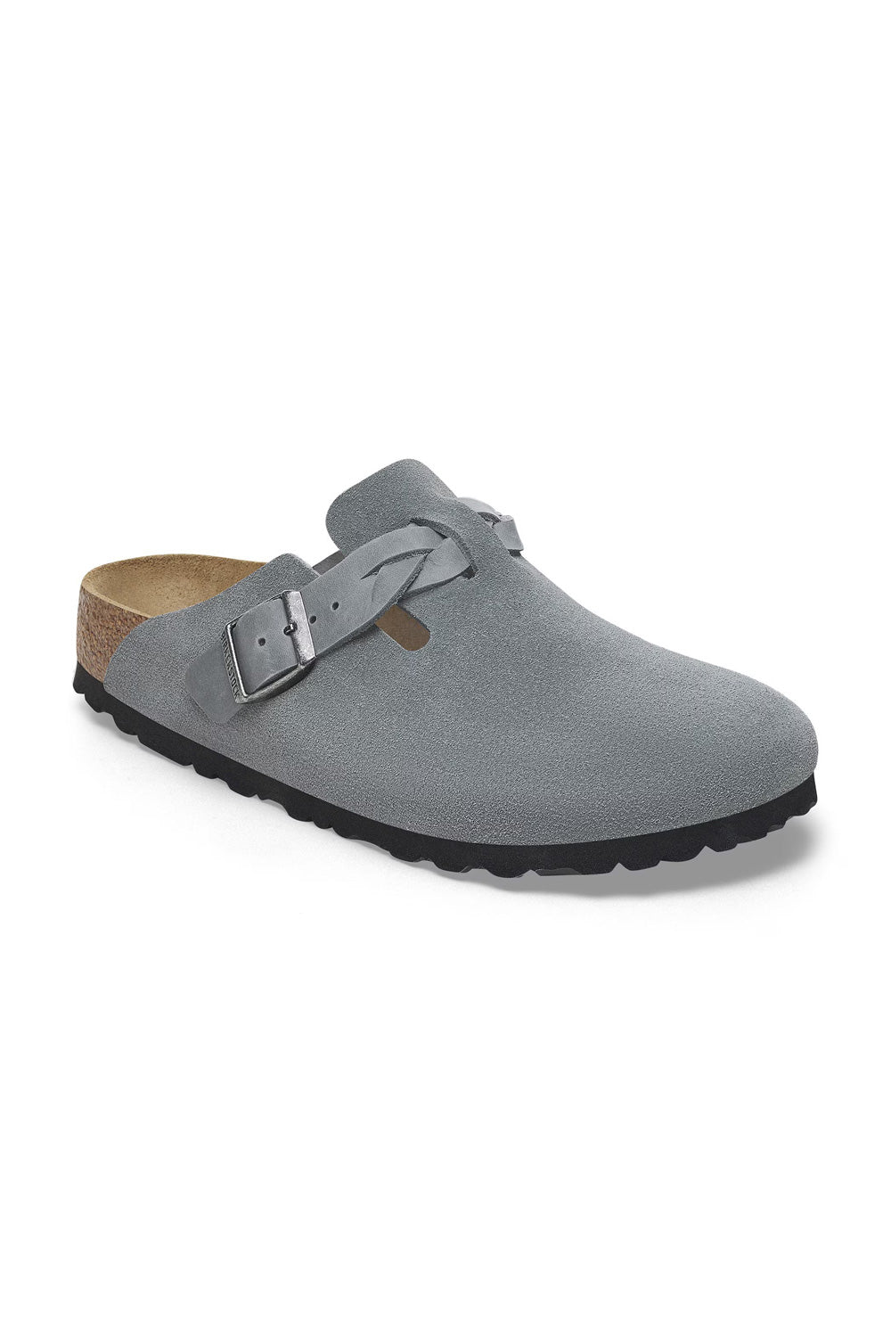 Birkenstock Boston Braided Suede Leather Clogs for Women in Grey