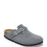 Birkenstock Boston Braided Suede Leather Clogs for Women in Grey