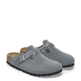 Birkenstock Boston Braided Suede Leather Clogs for Women in Grey