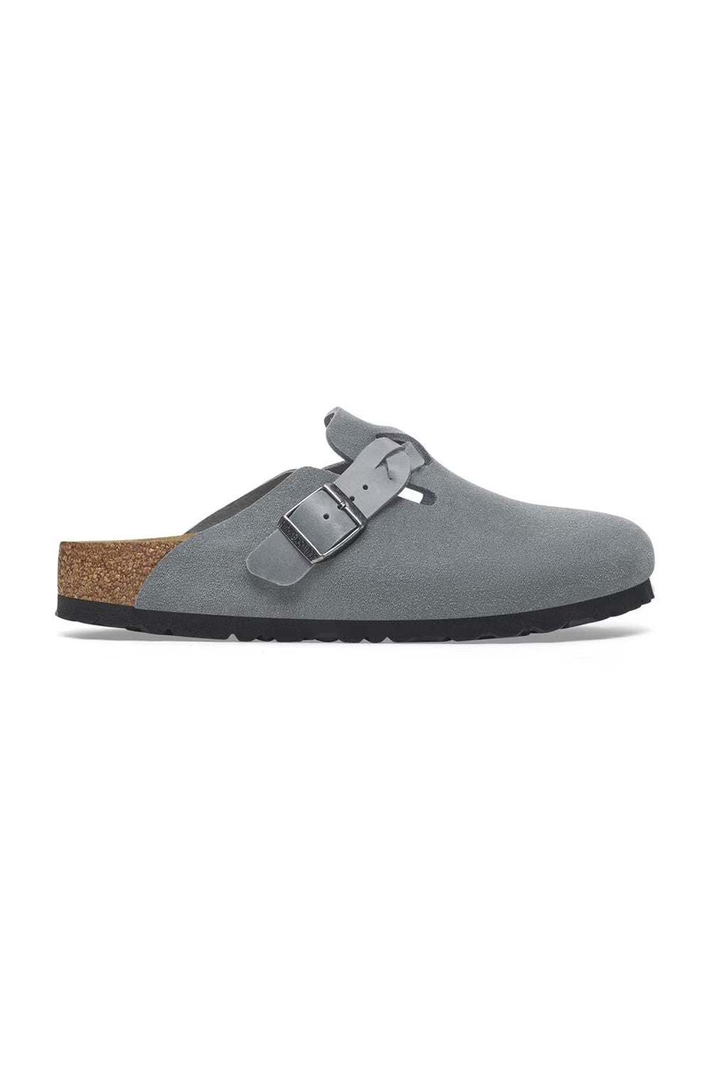 Birkenstock Boston Braided Suede Leather Clogs for Women in Grey