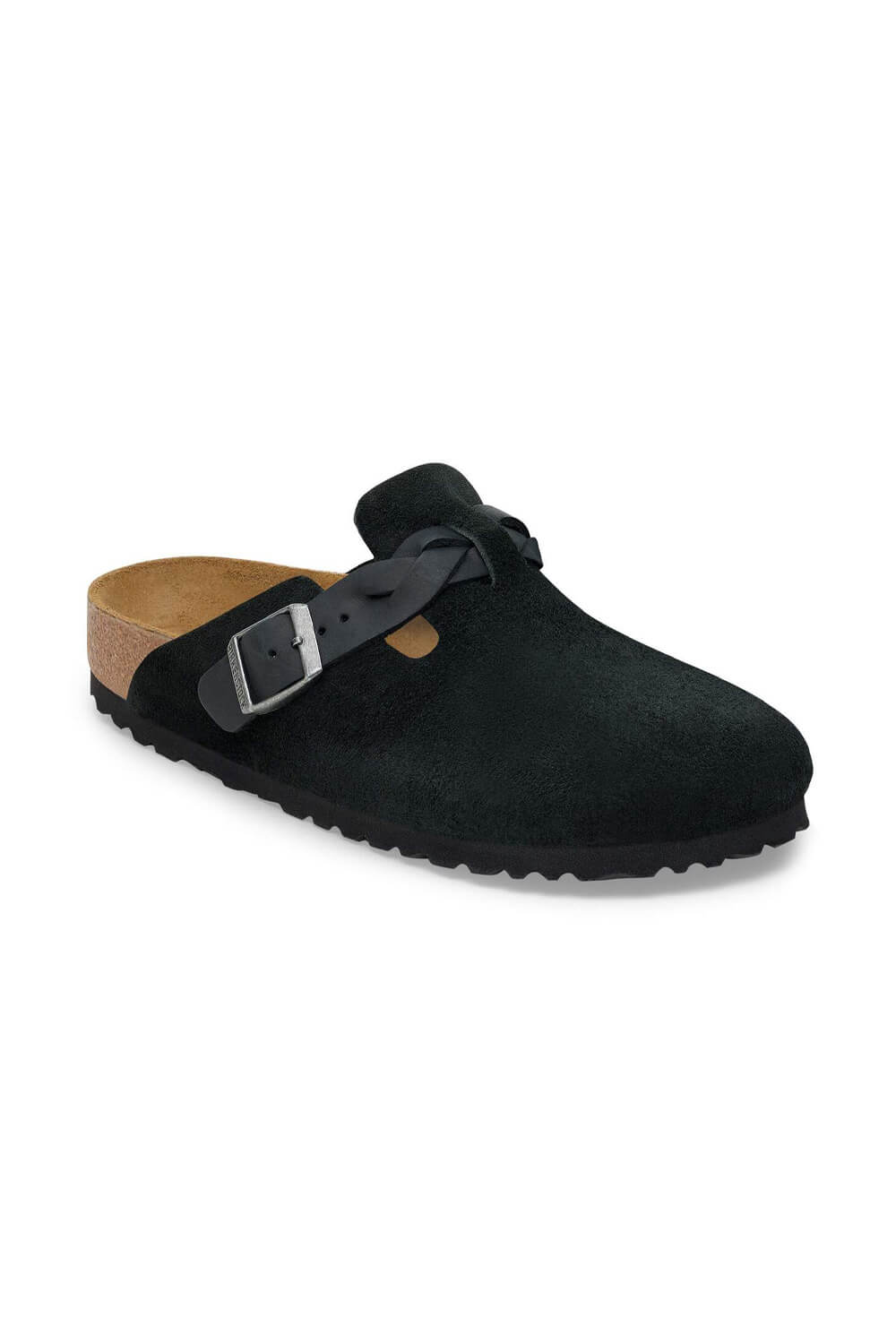 Birkenstock Boston Braided Suede Leather Clogs for Women in Black