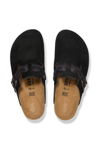 Birkenstock Boston Braided Suede Leather Clogs for Women in Black