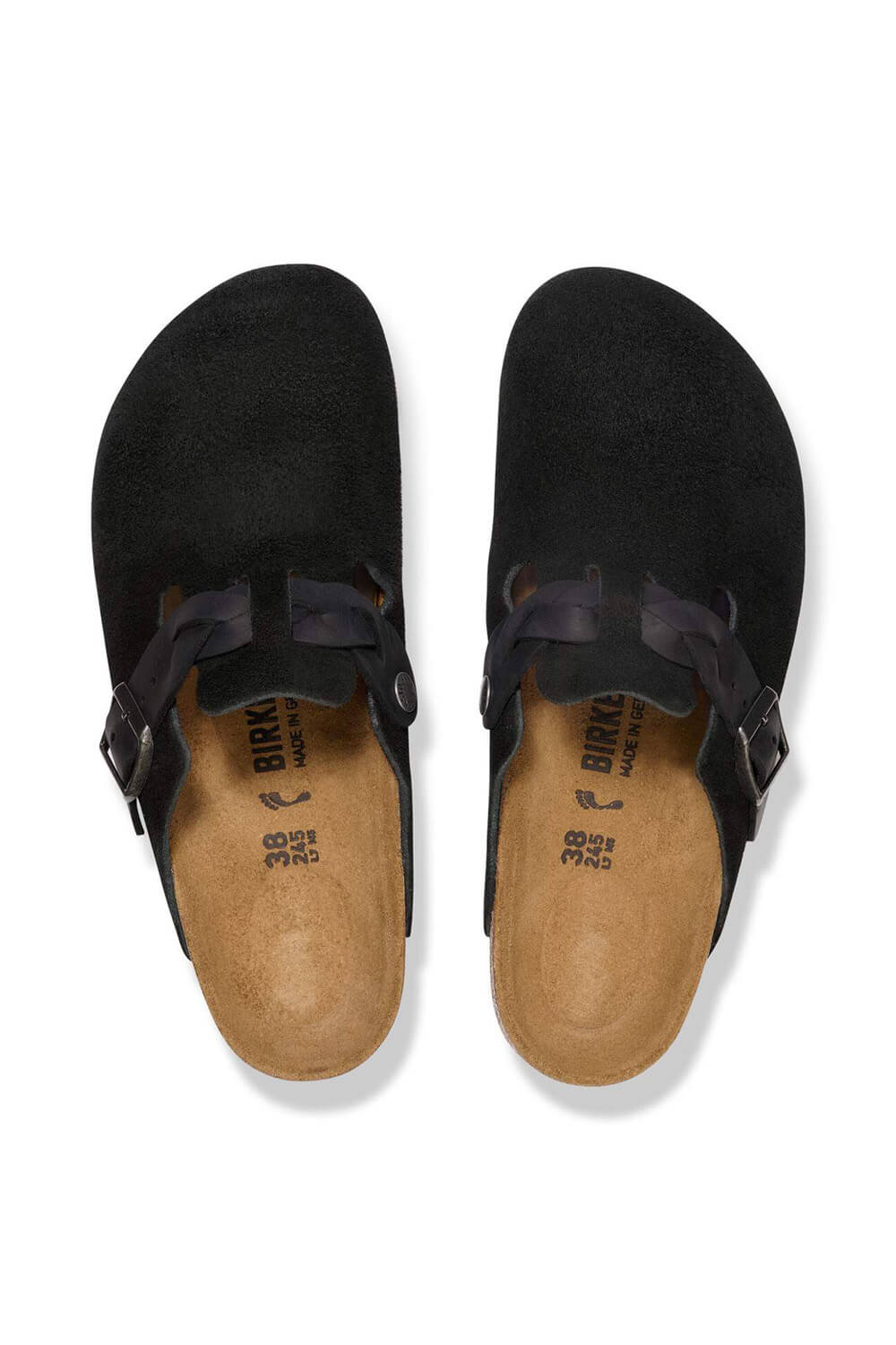 Birkenstock Boston Braided Suede Leather Clogs for Women in Black