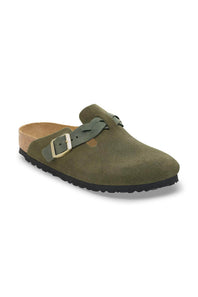 Birkenstock Boston Braided Suede Leather Clogs for Women in Thyme