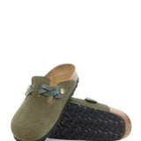 Birkenstock Boston Braided Suede Leather Clogs for Women in Thyme