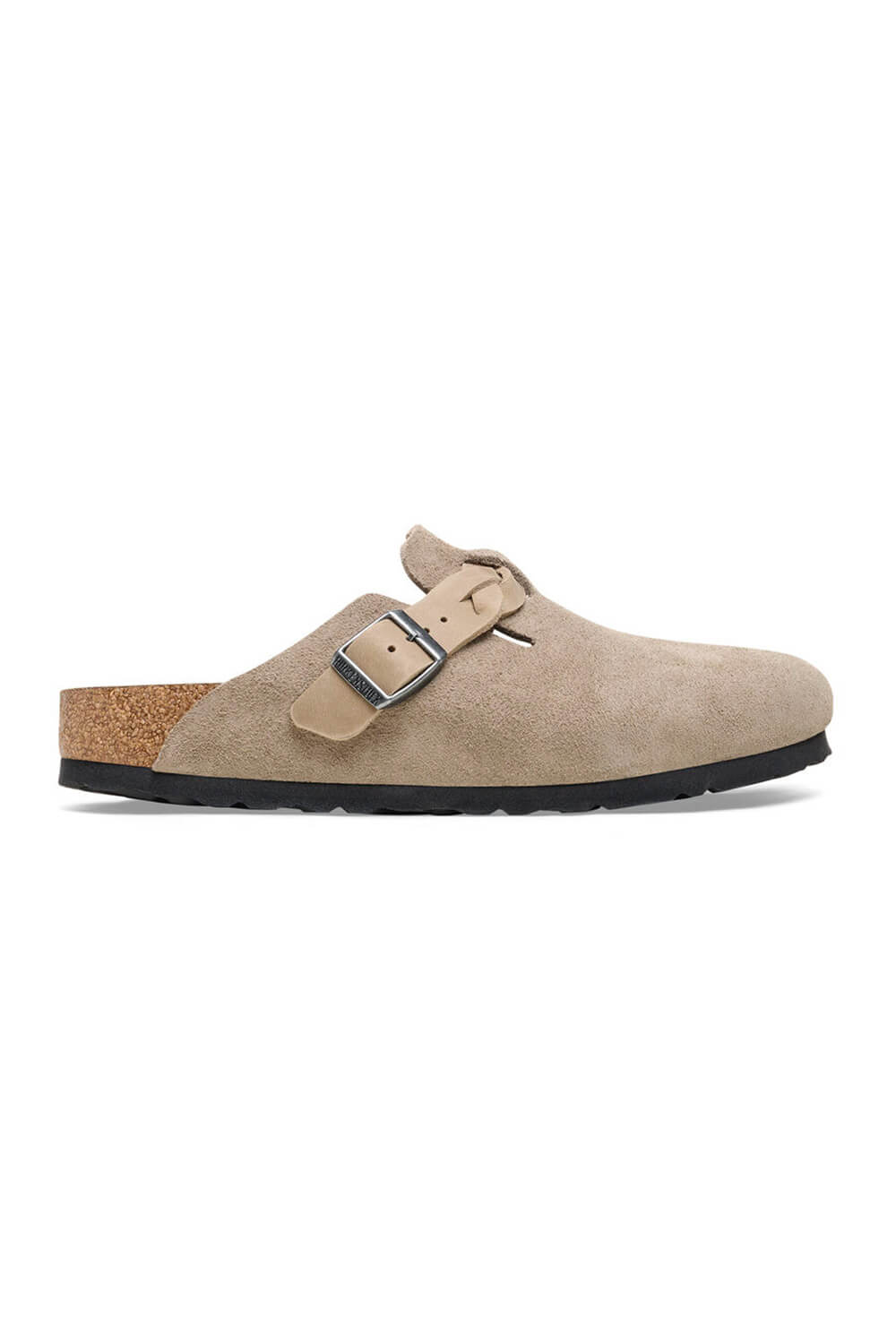 Birkenstock Boston Braided Suede Leather Clogs for Women in Taupe