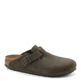 Birkenstock Boston Soft Footbed Suede Clogs for Women in Thyme Green