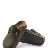 Birkenstock Boston Soft Footbed Suede Clogs for Women in Thyme Green