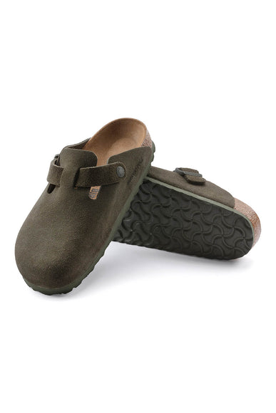 Birkenstock Boston Soft Footbed Suede Clogs for Women in Thyme Green