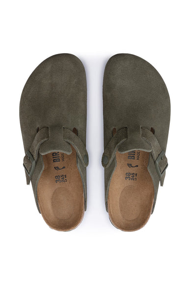 Birkenstock Boston Soft Footbed Suede Clogs for Women in Thyme Green