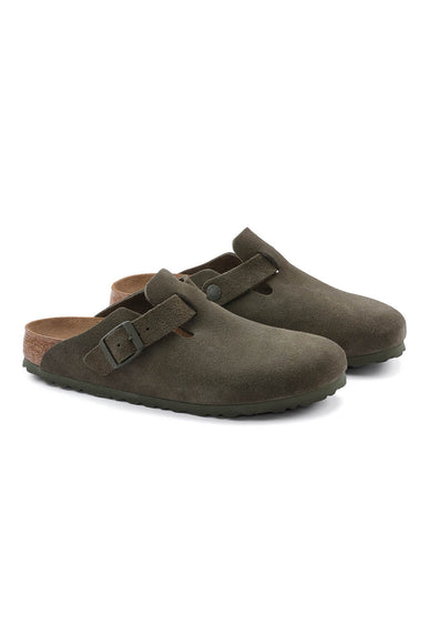 Birkenstock Boston Soft Footbed Suede Clogs for Women in Thyme Green