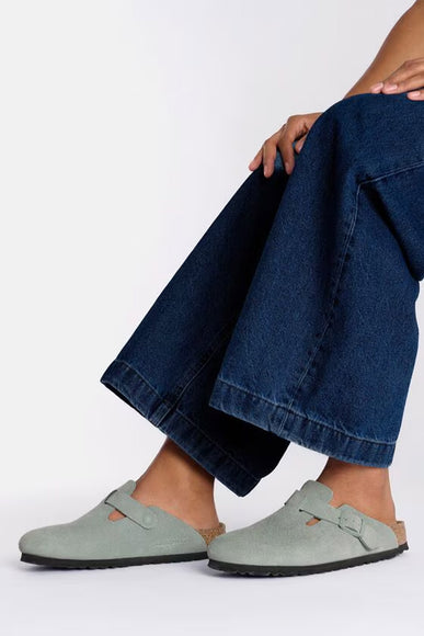 Birkenstock Boston Suede Clogs for Women in Sage