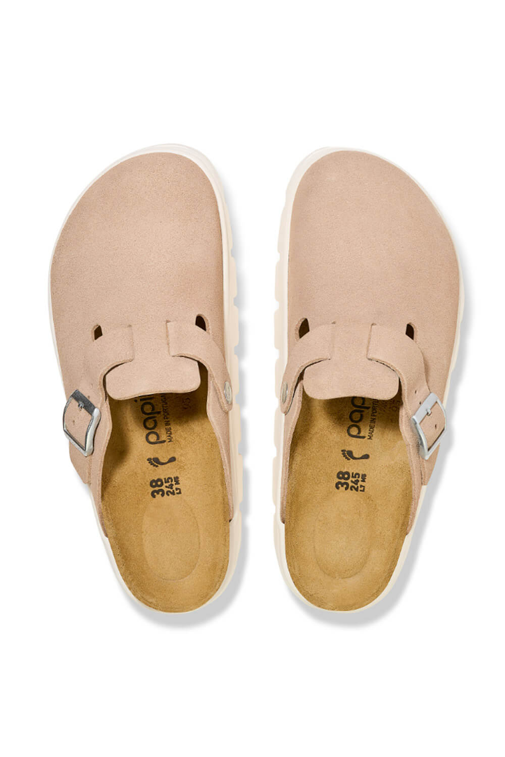 Papillo by Birkenstock Boston Chunky Suede Leather Clogs for Women in Warm Sand