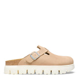 Papillo by Birkenstock Boston Chunky Suede Leather Clogs for Women in Warm Sand