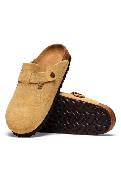Birkenstock Boston Suede Leather Clogs for Men in Latte Cream