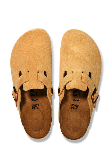 Birkenstock Boston Suede Leather Clogs for Men in Latte Cream