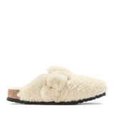 Birkenstock Boston Big Buckle Shearling Teddy Clogs for Women in Eggshell