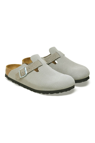 Birkenstock Boston Corduroy Suede Clogs for Women in Stone Coin Grey