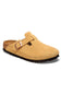 Birkenstock Boston Suede Clogs for Women in Latte Cream