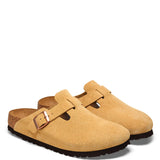 Birkenstock Boston Suede Clogs for Women in Latte Cream